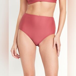 🆕 Old Navy Women's High-Waisted French-Cut Bikini Swim Bottoms Pink Large 12-14